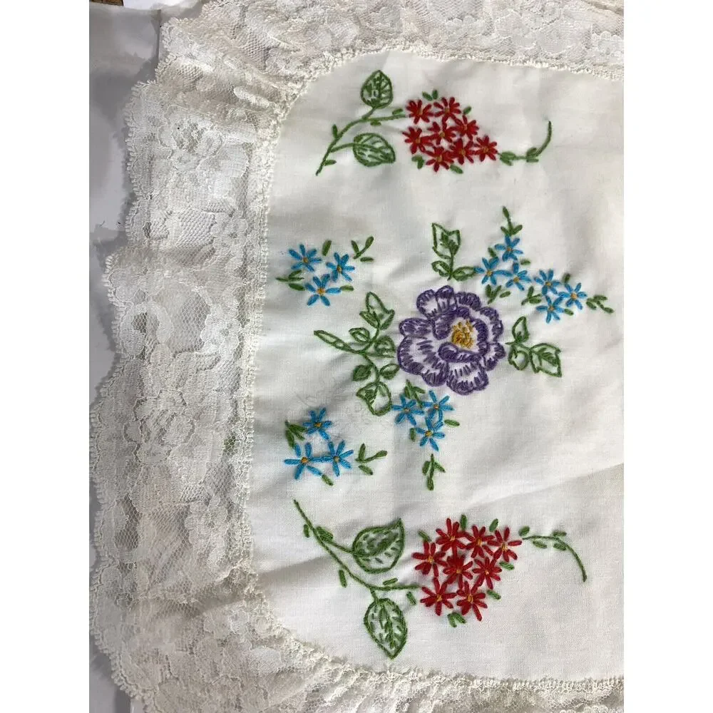 Vtg Hand Embroidered Table Runner Dresser Scarves 12